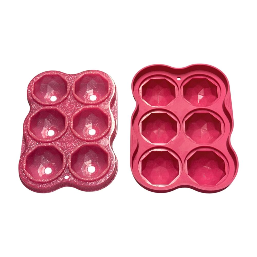 Pink Silicone Sphere Mold Set Faceted Ice Ball Chocolate Resin Unbranded - Picture 2 of 6